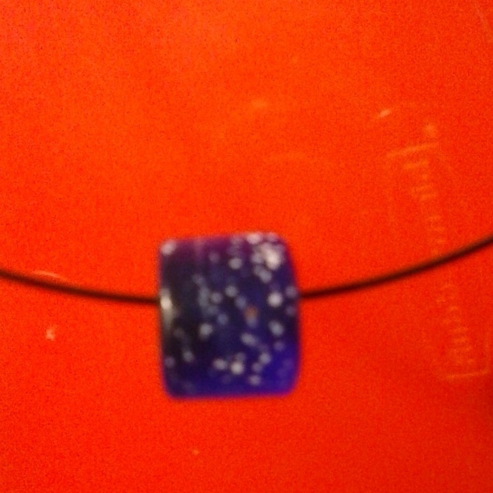 Necklace Blue Artistic Glass Bead Round Hard Cord